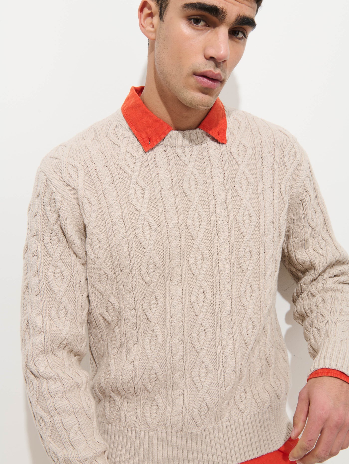 Aaron Cable Sweater in Cotton
