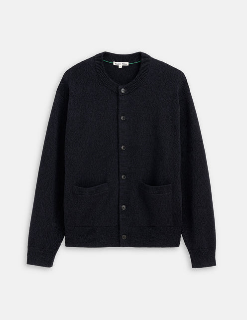 Aaron Marled Cardigan In Cotton Linen
