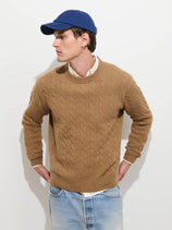 Redford Cable Sweater in Washed Cashmere