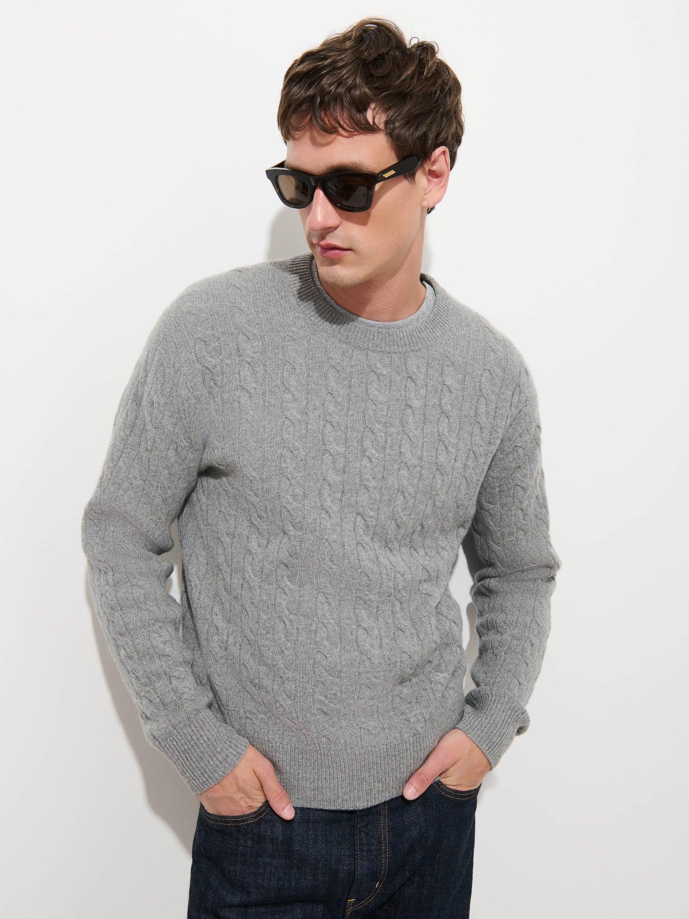 Kingston Cable Sweater in Washed Cashmere