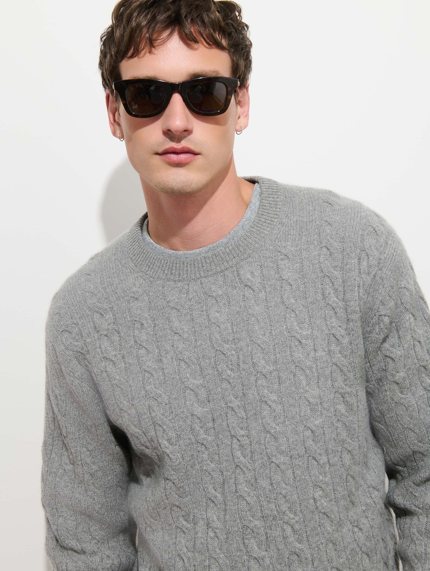 Redford Cable Sweater in Washed Cashmere