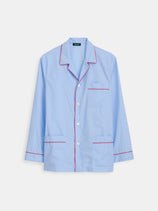 Schostal Solid Long Sleeve Pajama Set In Sky Blue