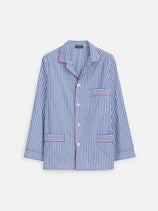 Schostal Striped Long Sleeve Pajama Set In Navy Stripe