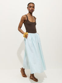 Sarah Striped Skirt In Linen