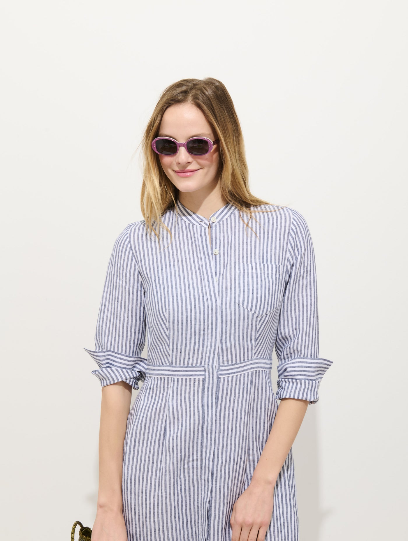 Isabella Striped Dress In Linen