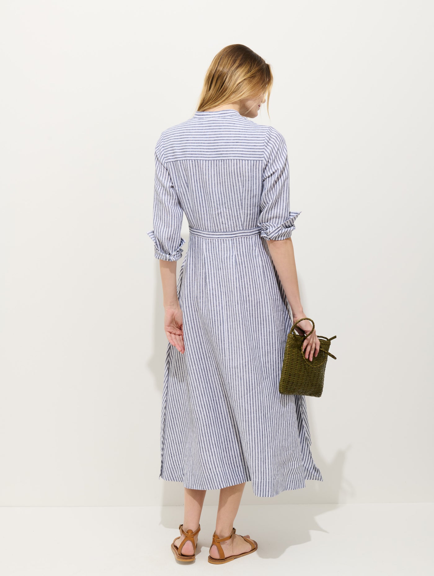Isabella Striped Dress In Linen