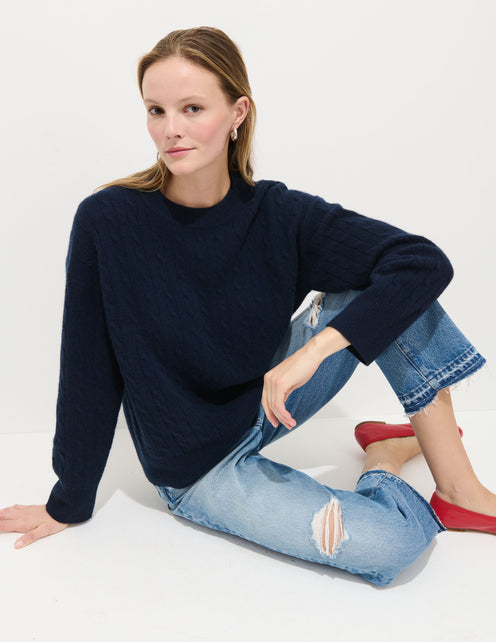 Charlie Cable Sweater In Cashmere