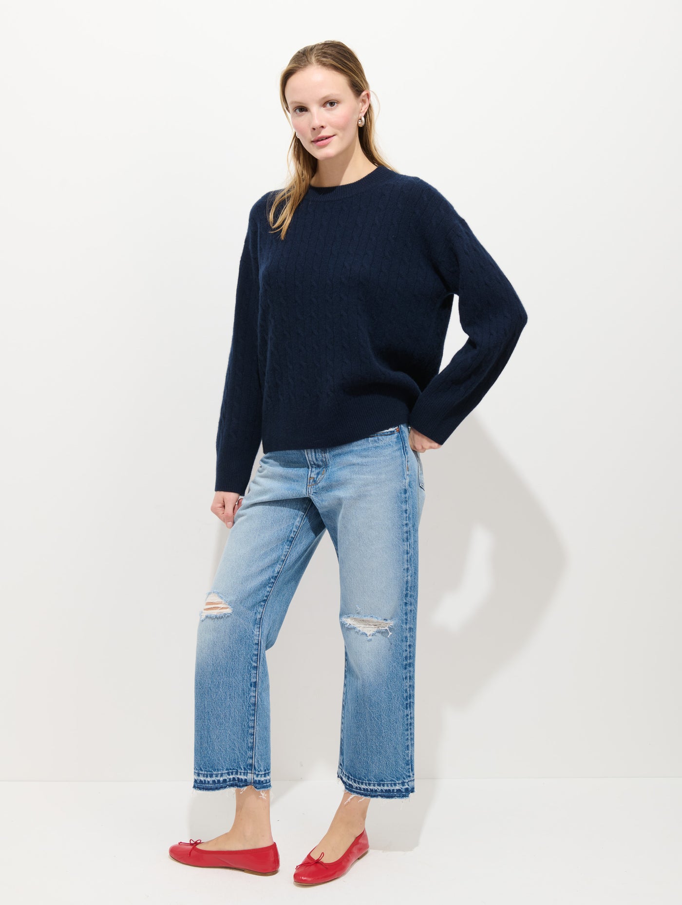 Charlie Cable Sweater In Cashmere