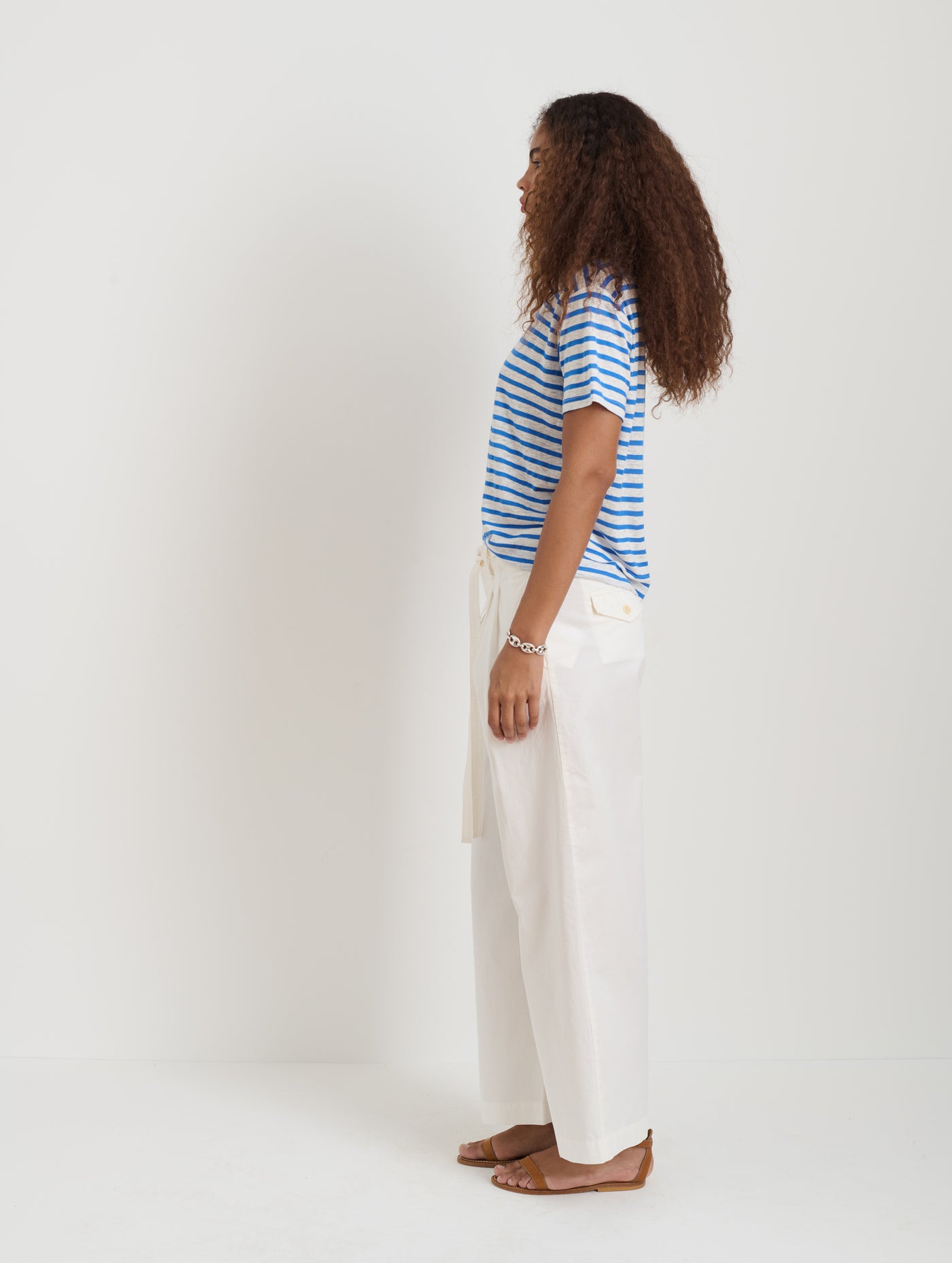 Garcon Striped Tee In Linen Cotton