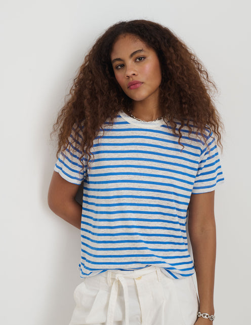 Garcon Striped Tee In Linen Cotton