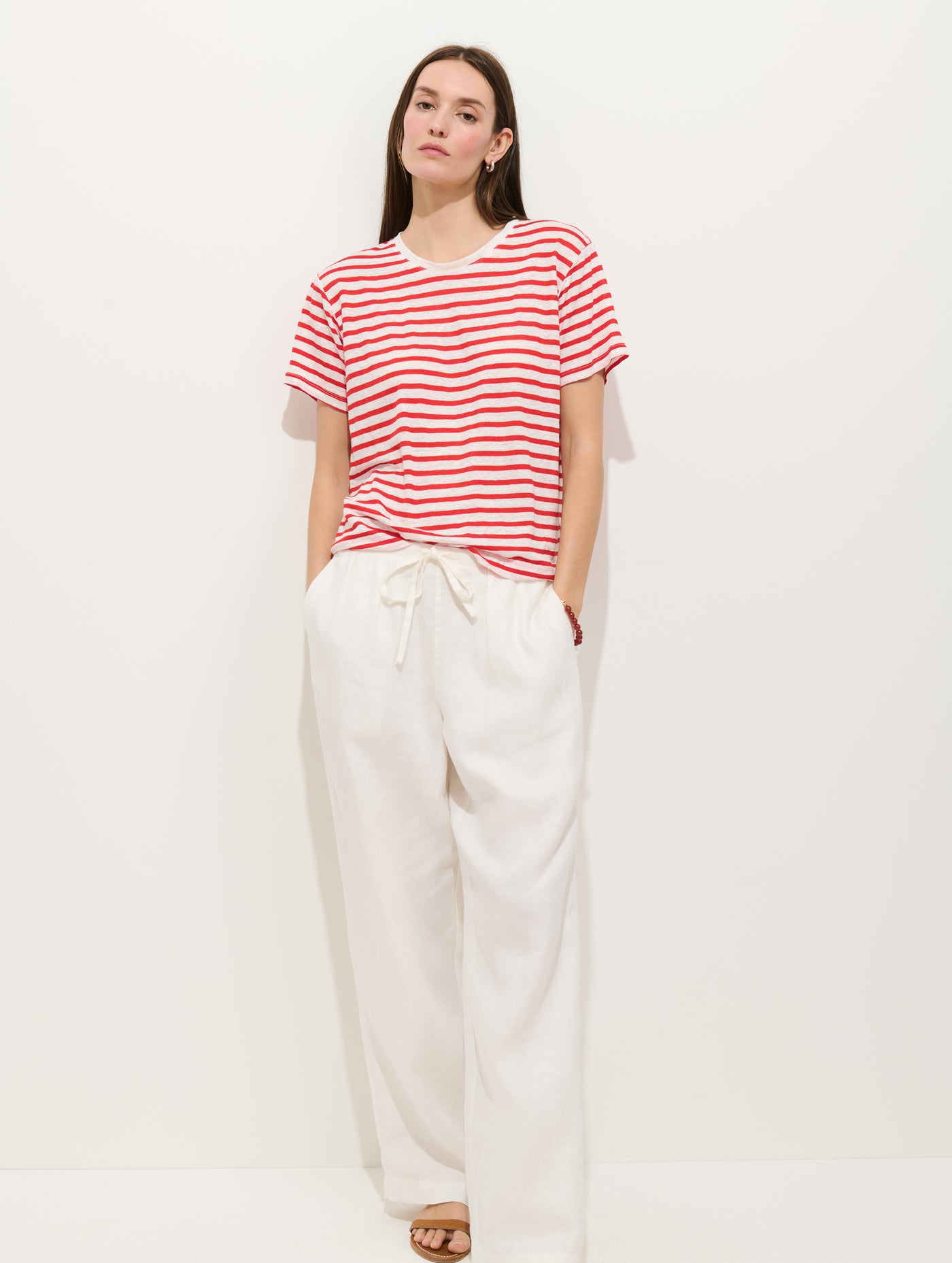 Garcon Striped Tee In Linen Cotton