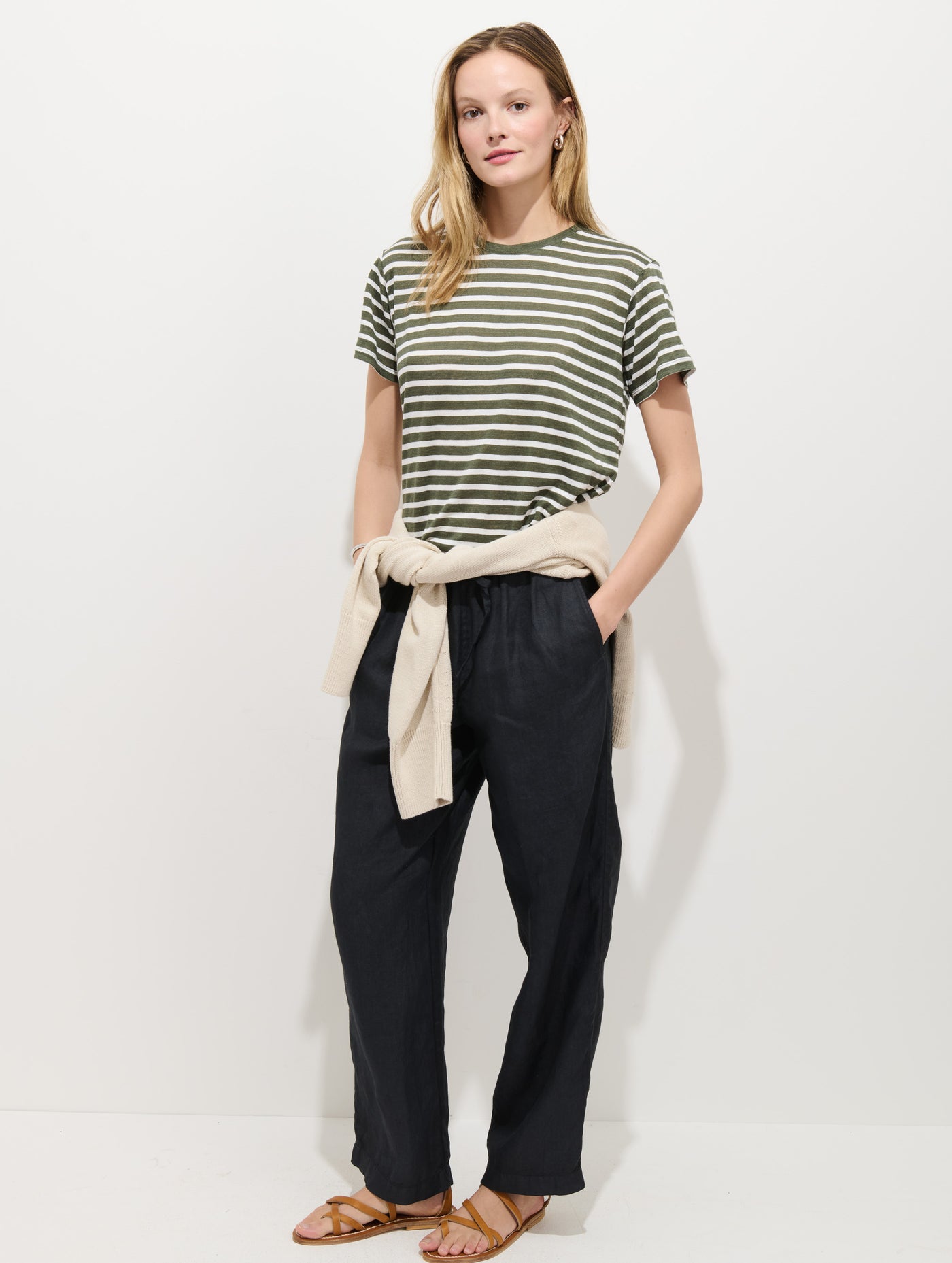 Garcon Striped Tee In Linen Cotton