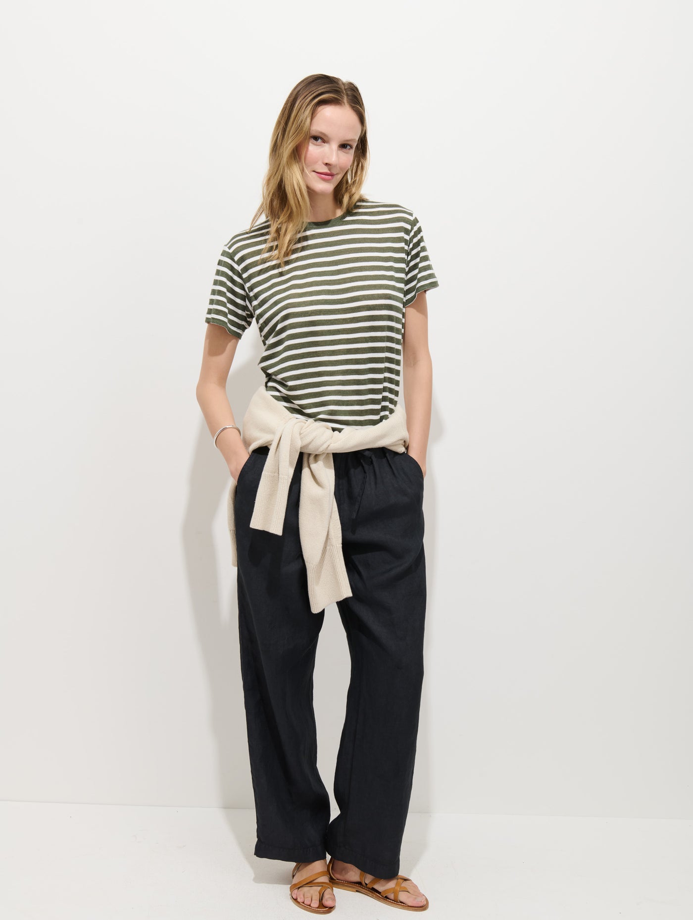 Garcon Striped Tee In Linen Cotton