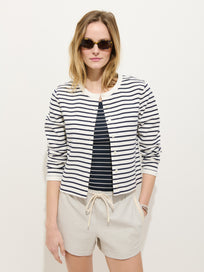 Coco Sport Striped Cardigan In Cotton