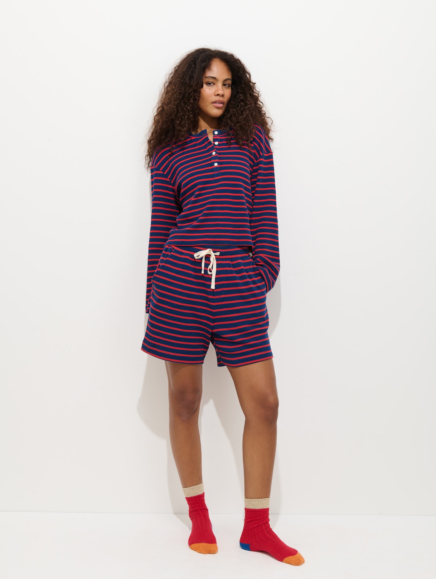 The Striped Waffle Sleeping Henley