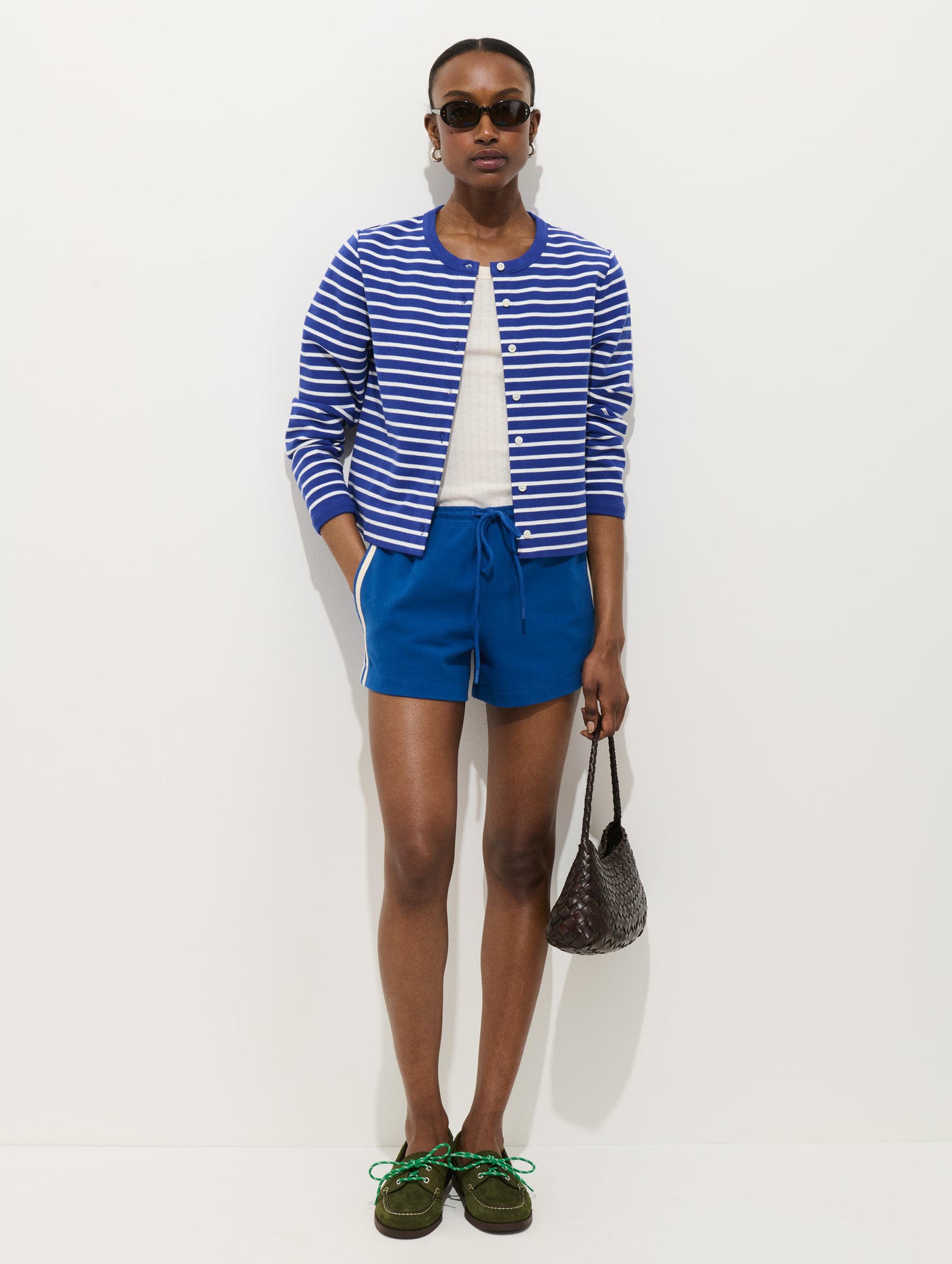 Coco Sport Striped Cardigan In Cotton