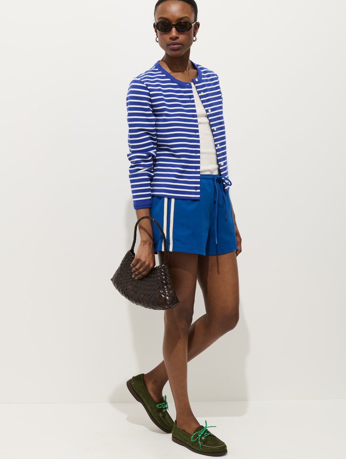 Coco Sport Striped Cardigan In Cotton