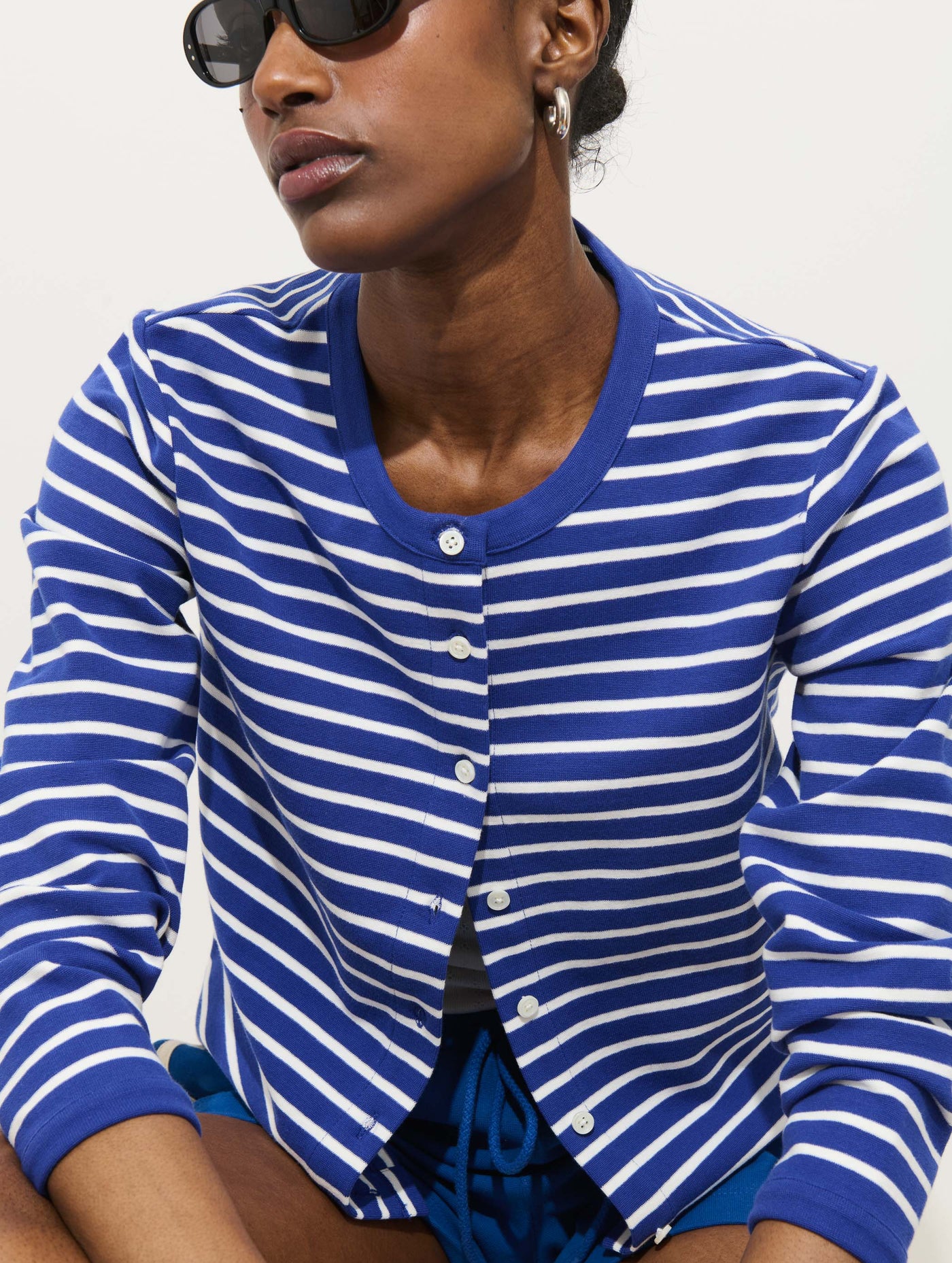 Coco Sport Striped Cardigan In Cotton