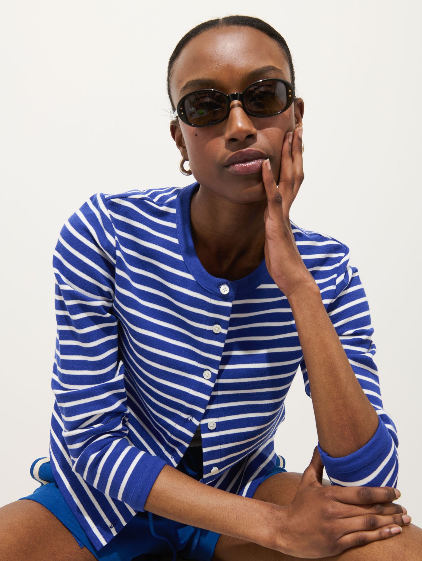 Coco Sport Striped Cardigan In Cotton