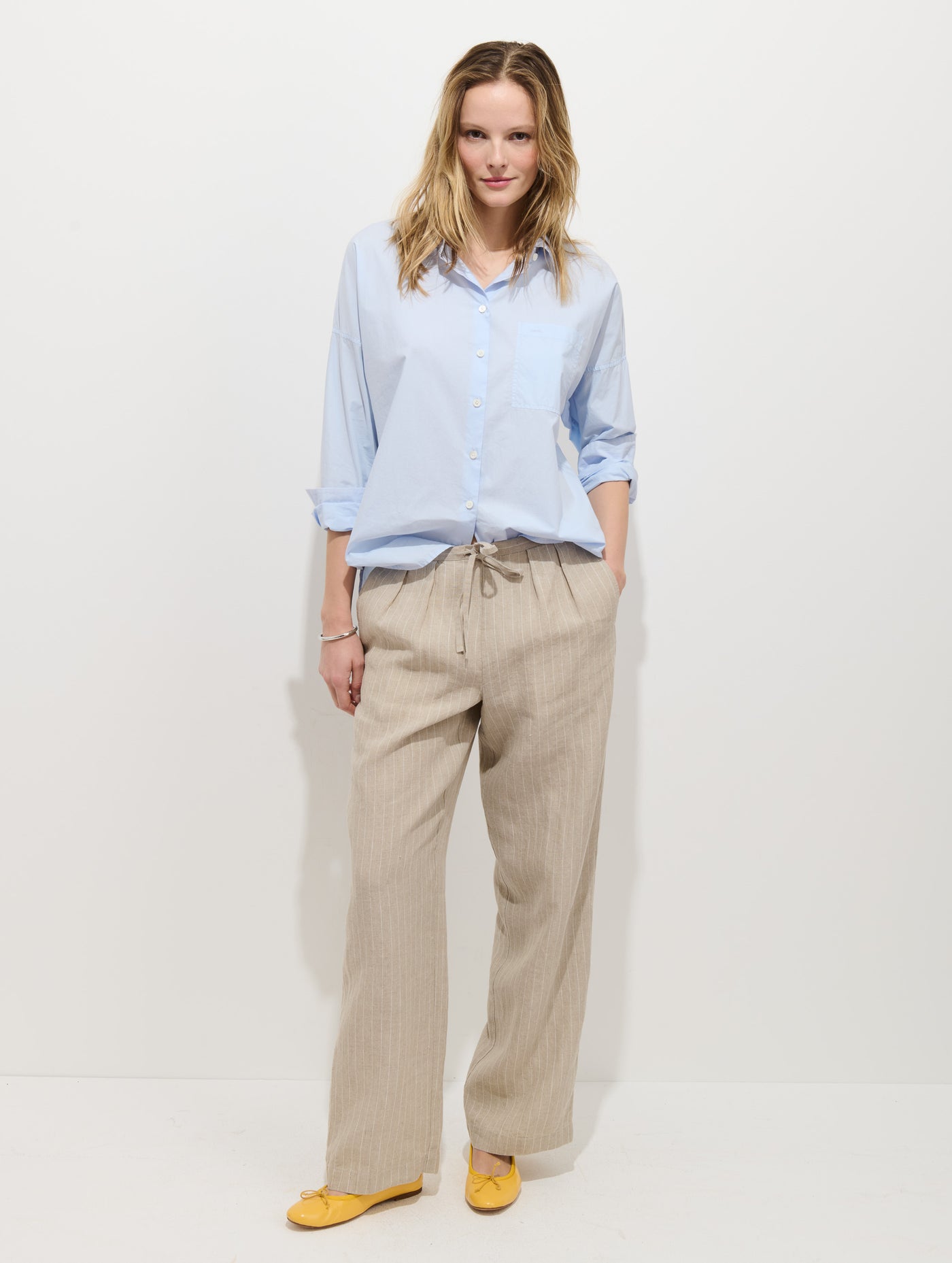 Hudson Pinstripe Pant In Linen