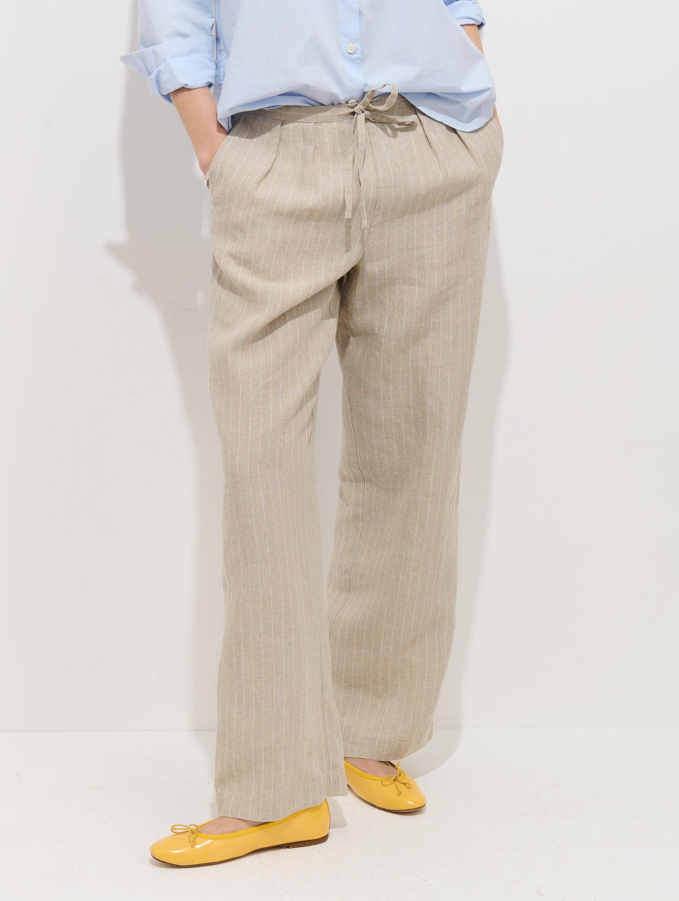 Hudson Pinstripe Pant In Linen
