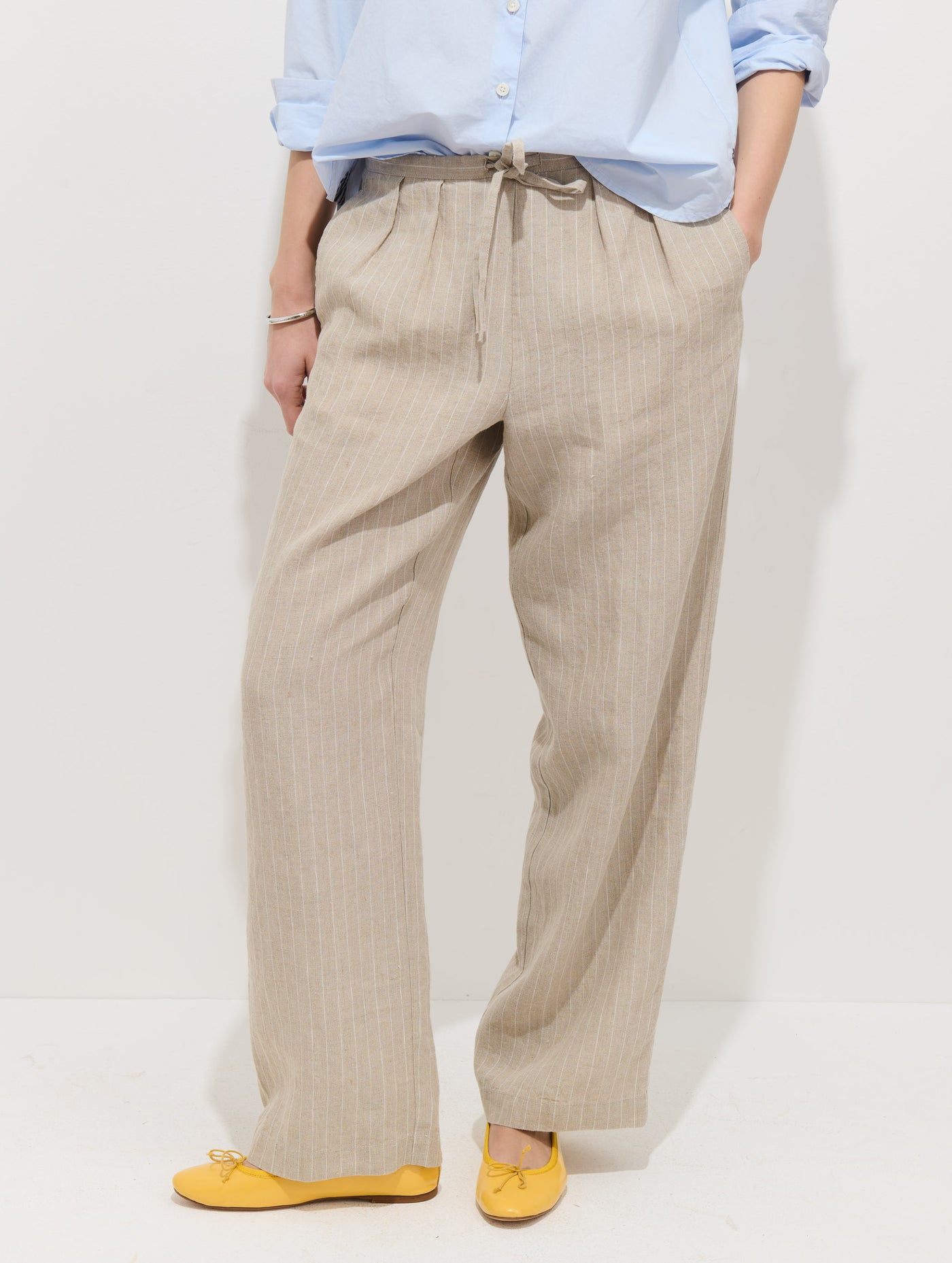 Hudson Pinstripe Pant In Linen