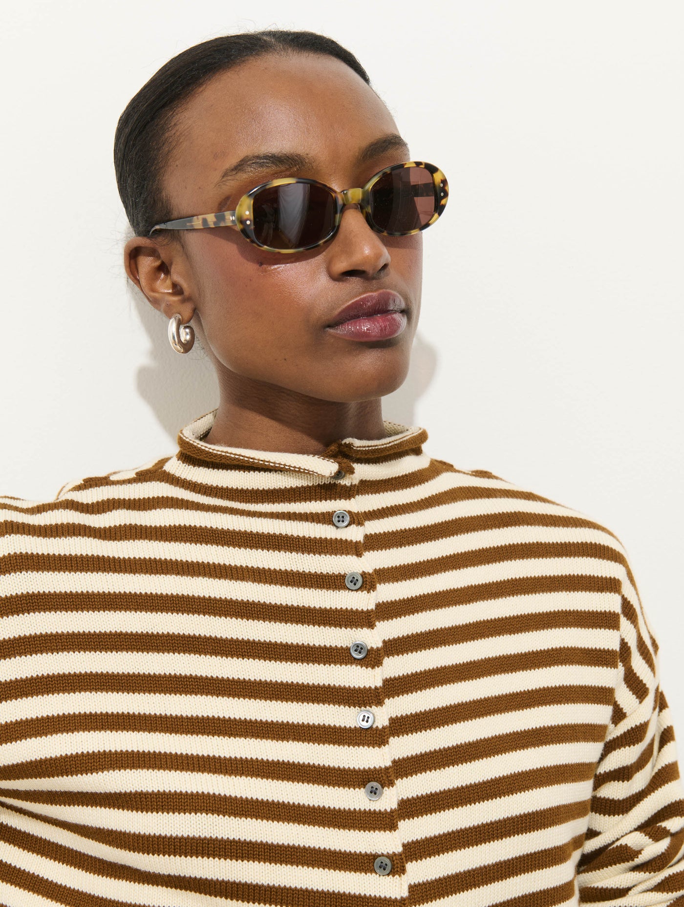 Taylor Striped Cardigan In Cotton Cashmere