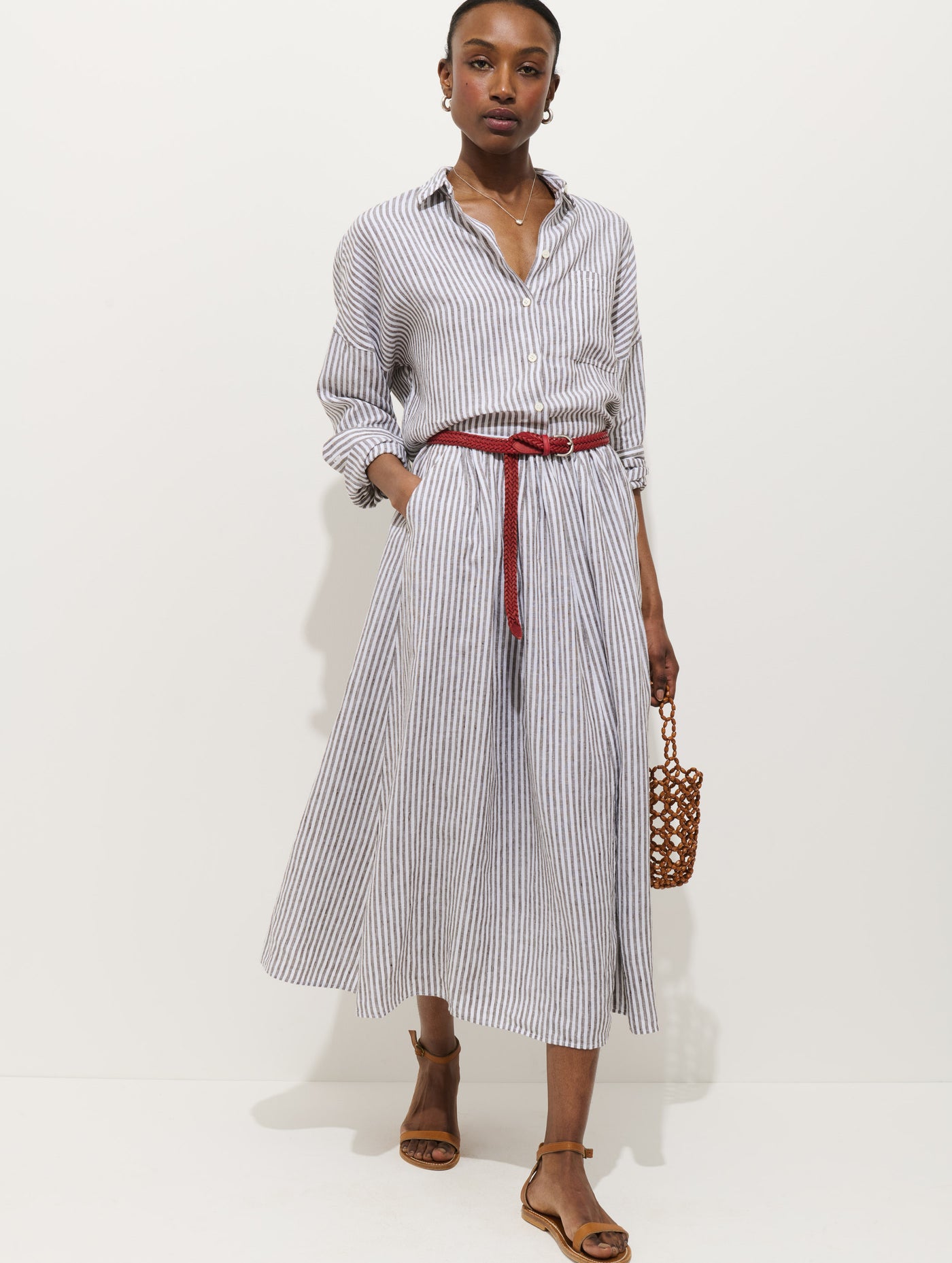 Jo Striped Shirt In Linen