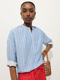 Nina Striped Popover In Double Gauze