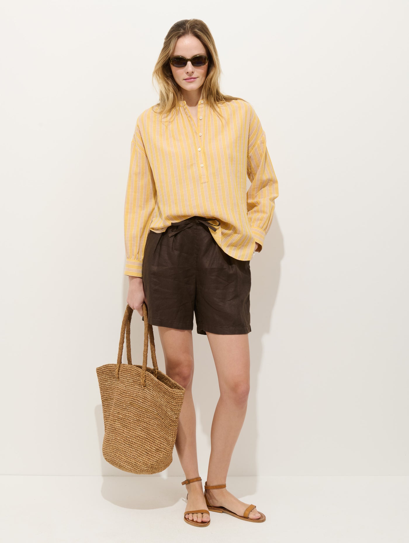Nina Striped Popover In Double Gauze