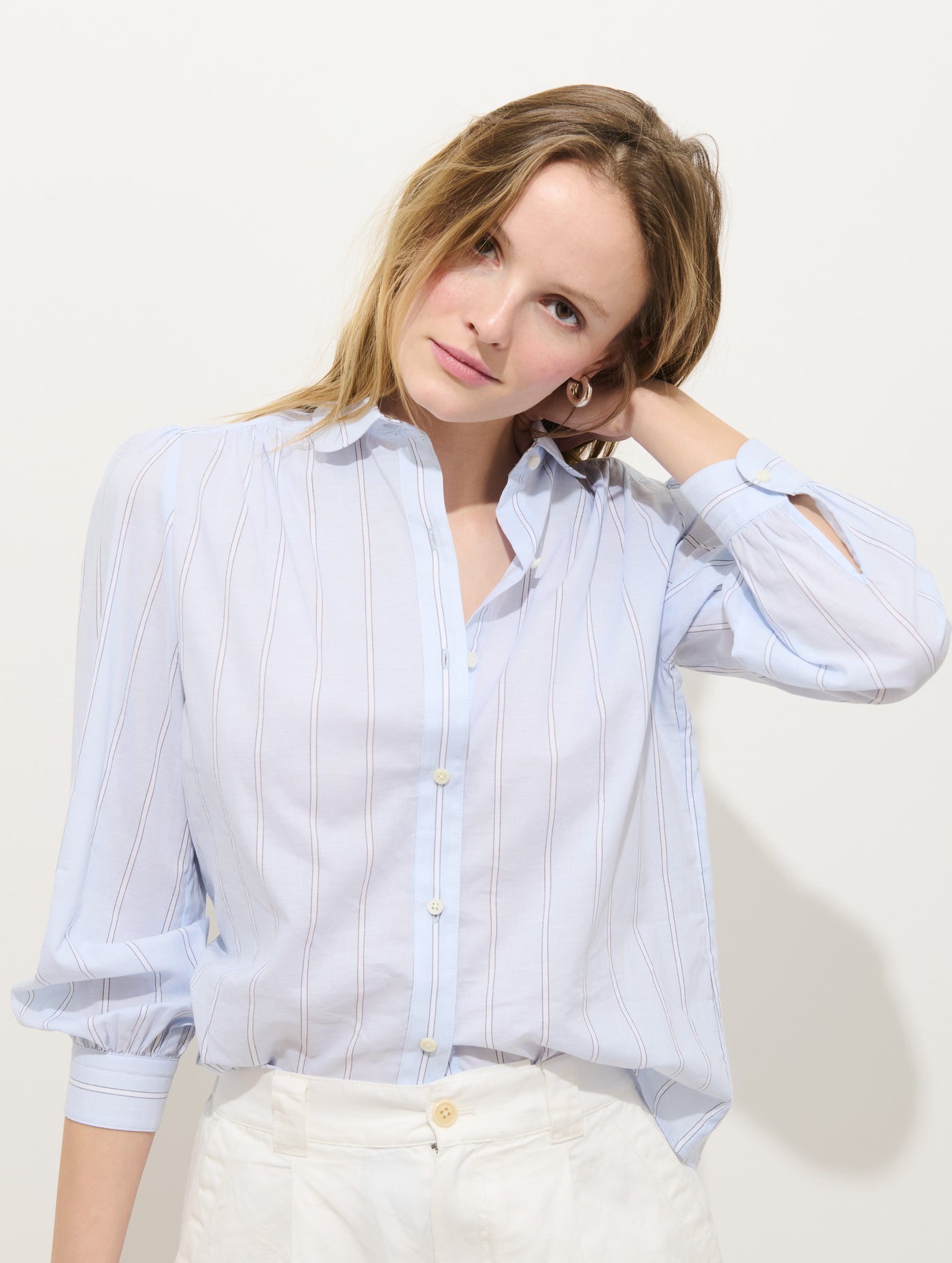 Hannah Striped Shirt In Cotton Voile