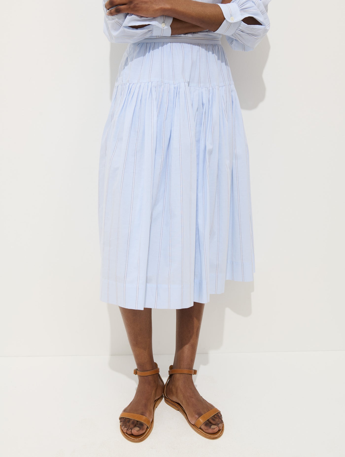 Hannah Striped Skirt In Cotton Voile