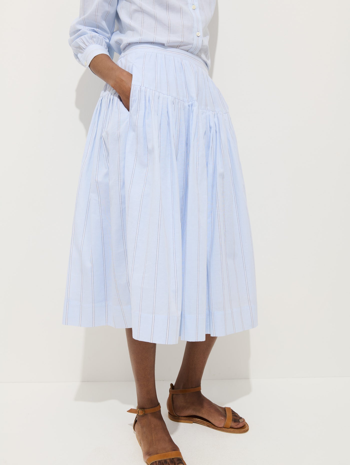 Hannah Striped Skirt In Cotton Voile