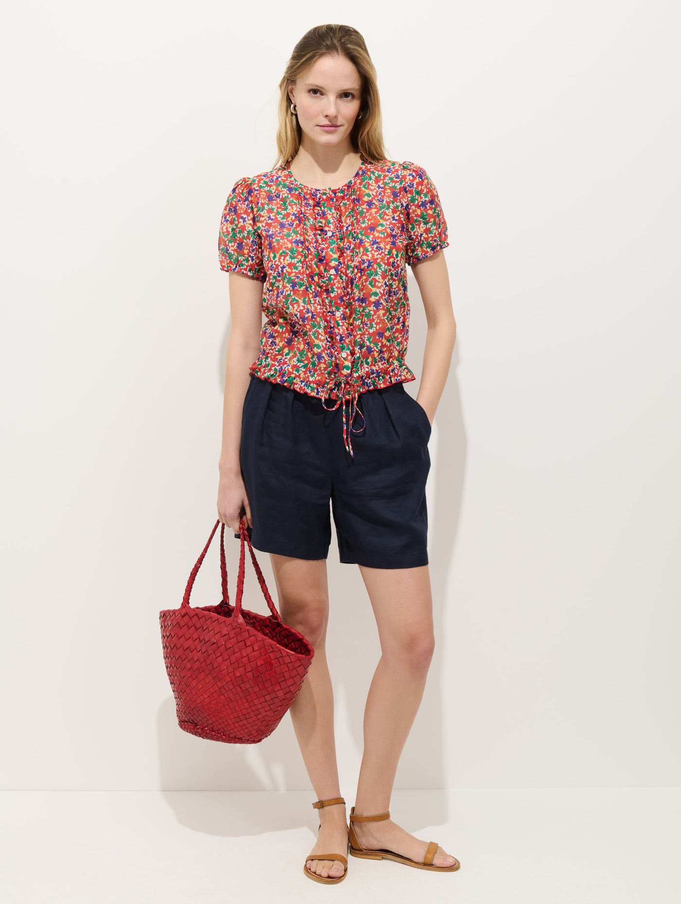 Brittany Floral Top In Cotton Silk