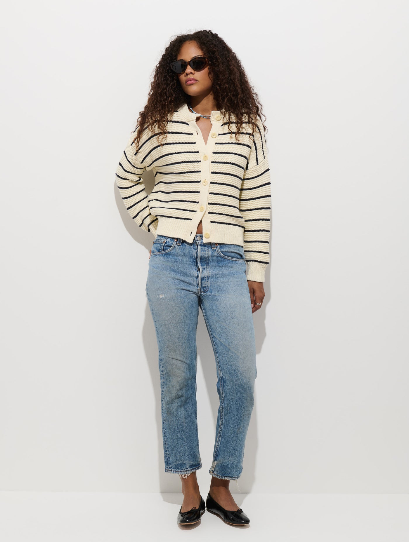 Nico Striped Cardigan in Cotton