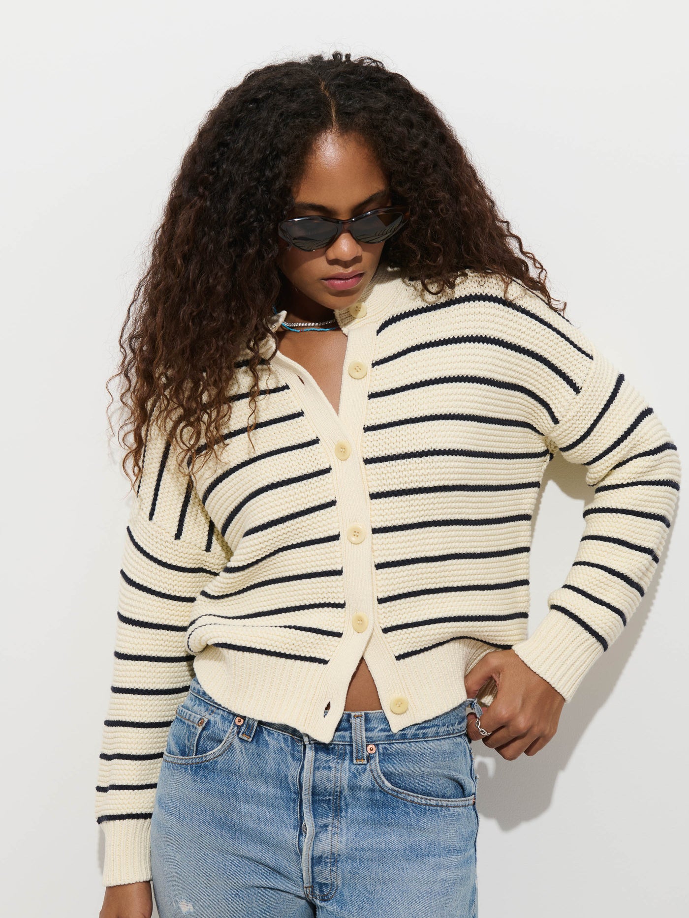 Nico Striped Cardigan in Cotton