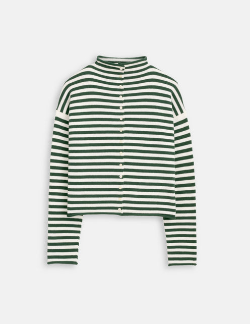 Taylor Striped Cardigan In Cotton Cashmere