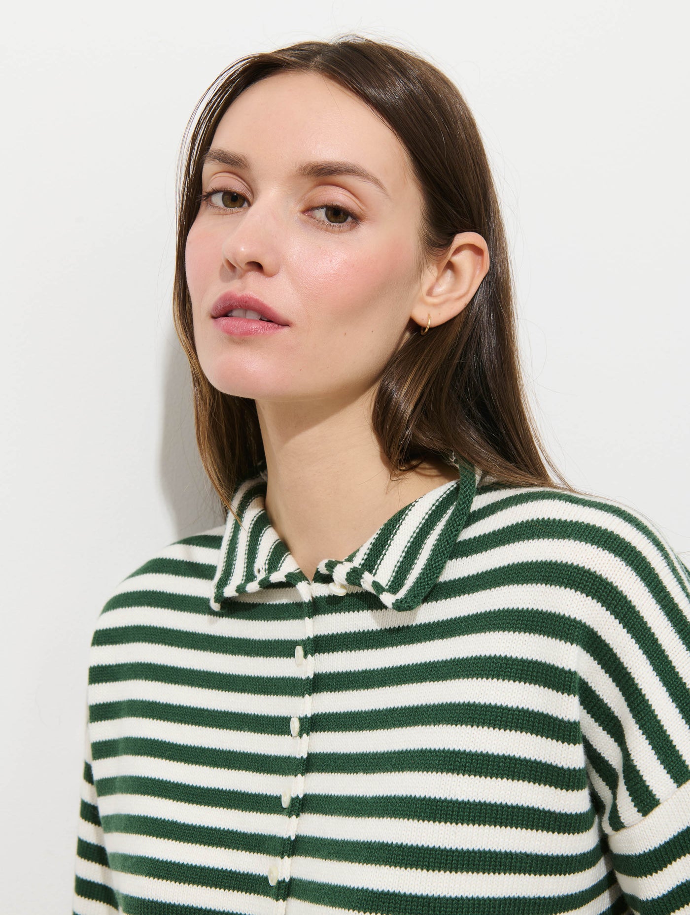 Taylor Striped Cardigan In Cotton Cashmere