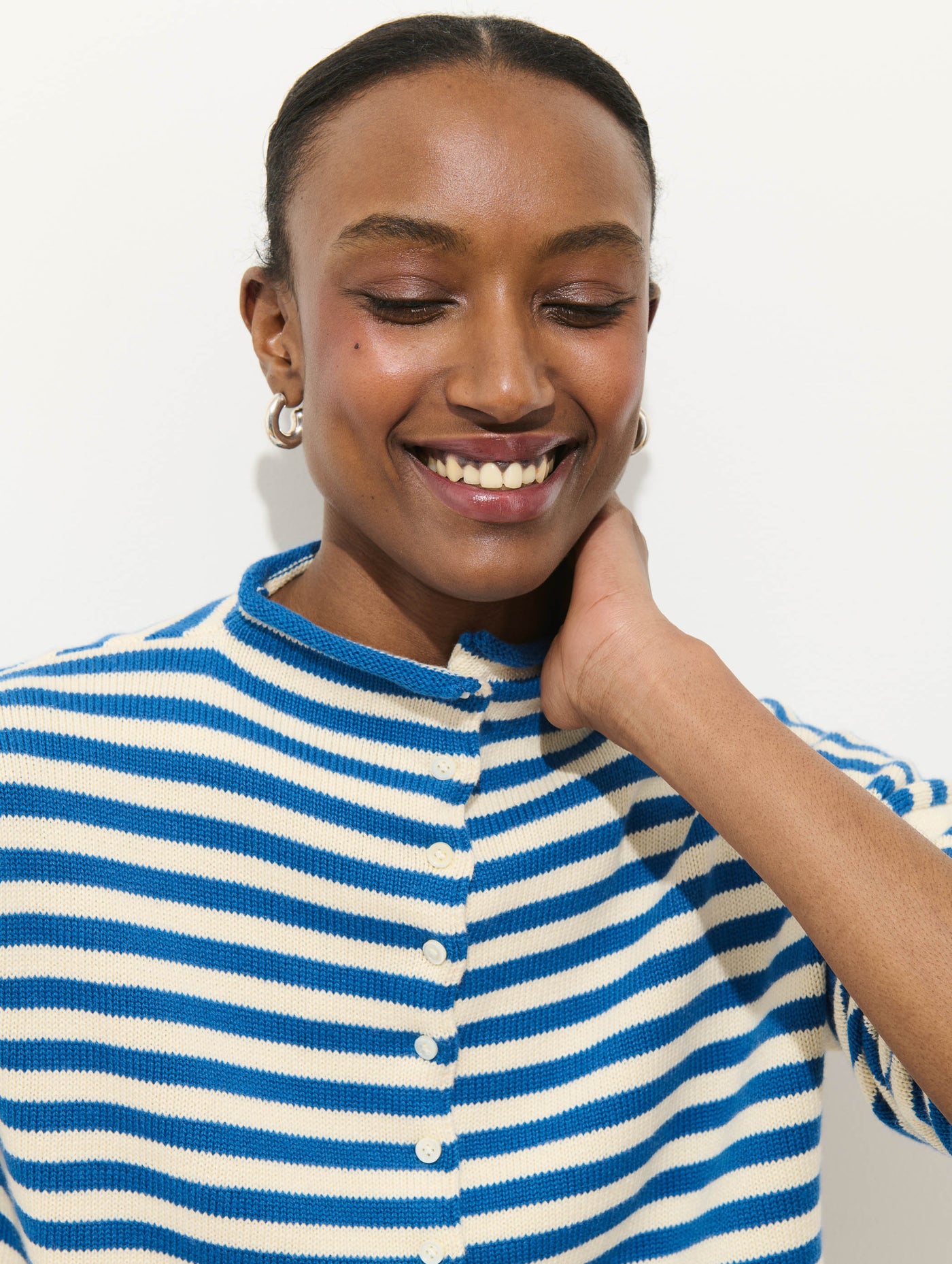 Taylor Striped Cardigan In Cotton Cashmere