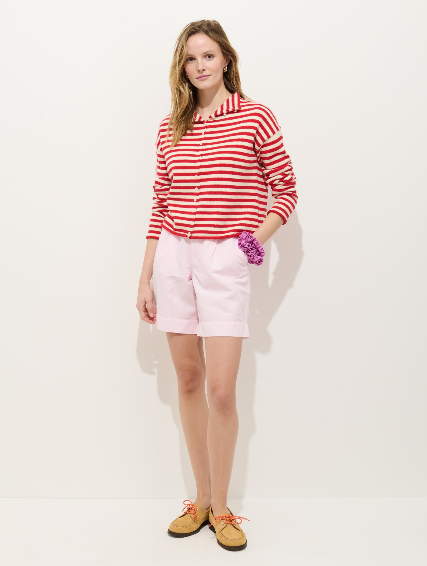 Taylor Striped Cardigan In Cotton Cashmere