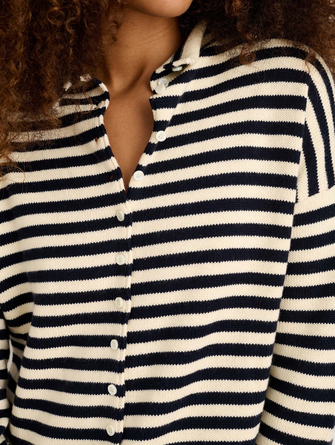 Taylor Striped Cardigan In Cotton Cashmere