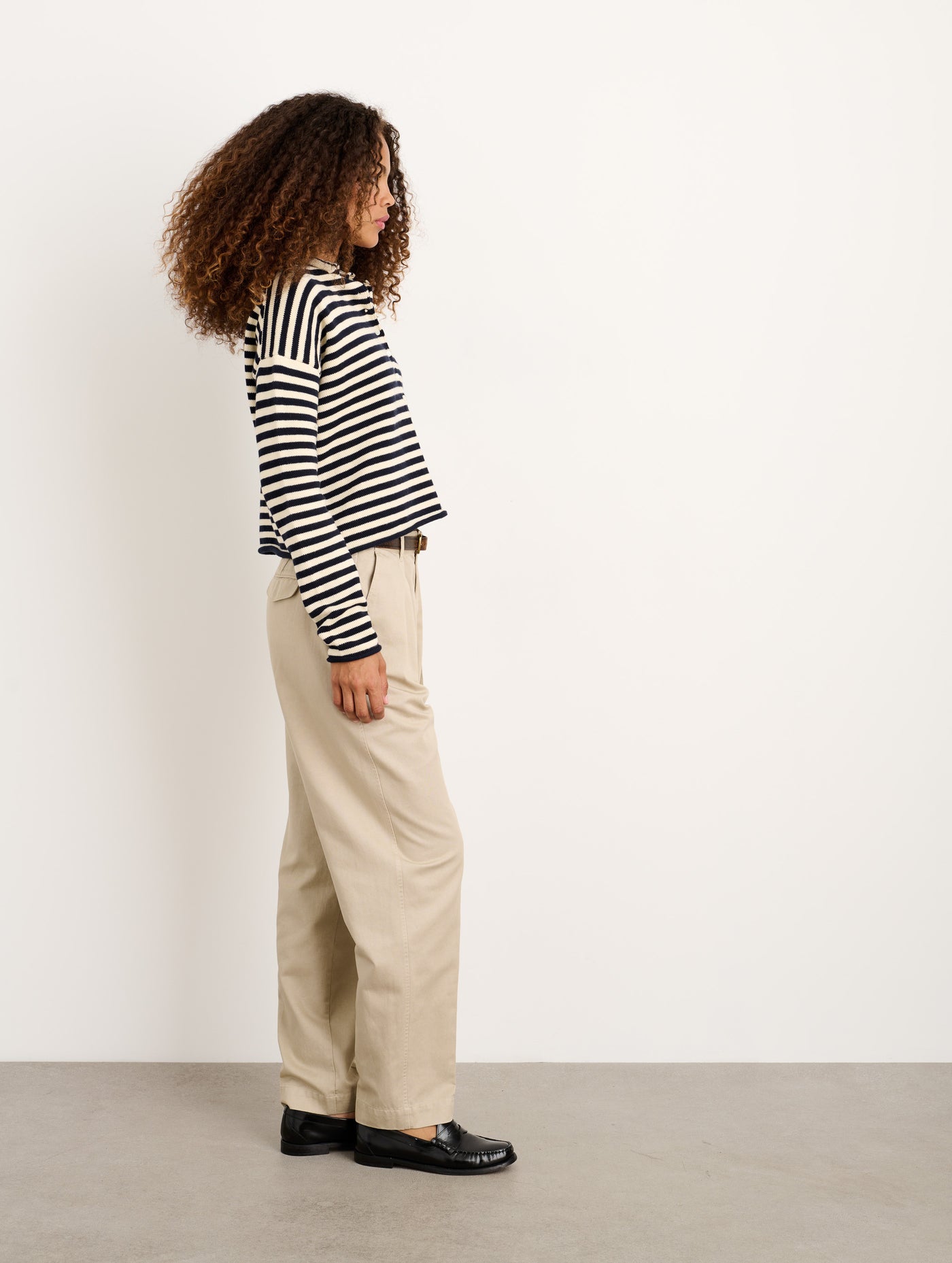 Taylor Striped Cardigan In Cotton Cashmere