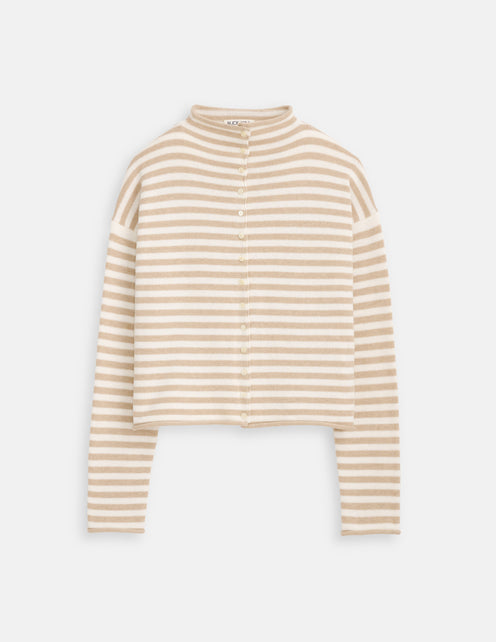 Taylor Striped Cardigan In Cotton Cashmere