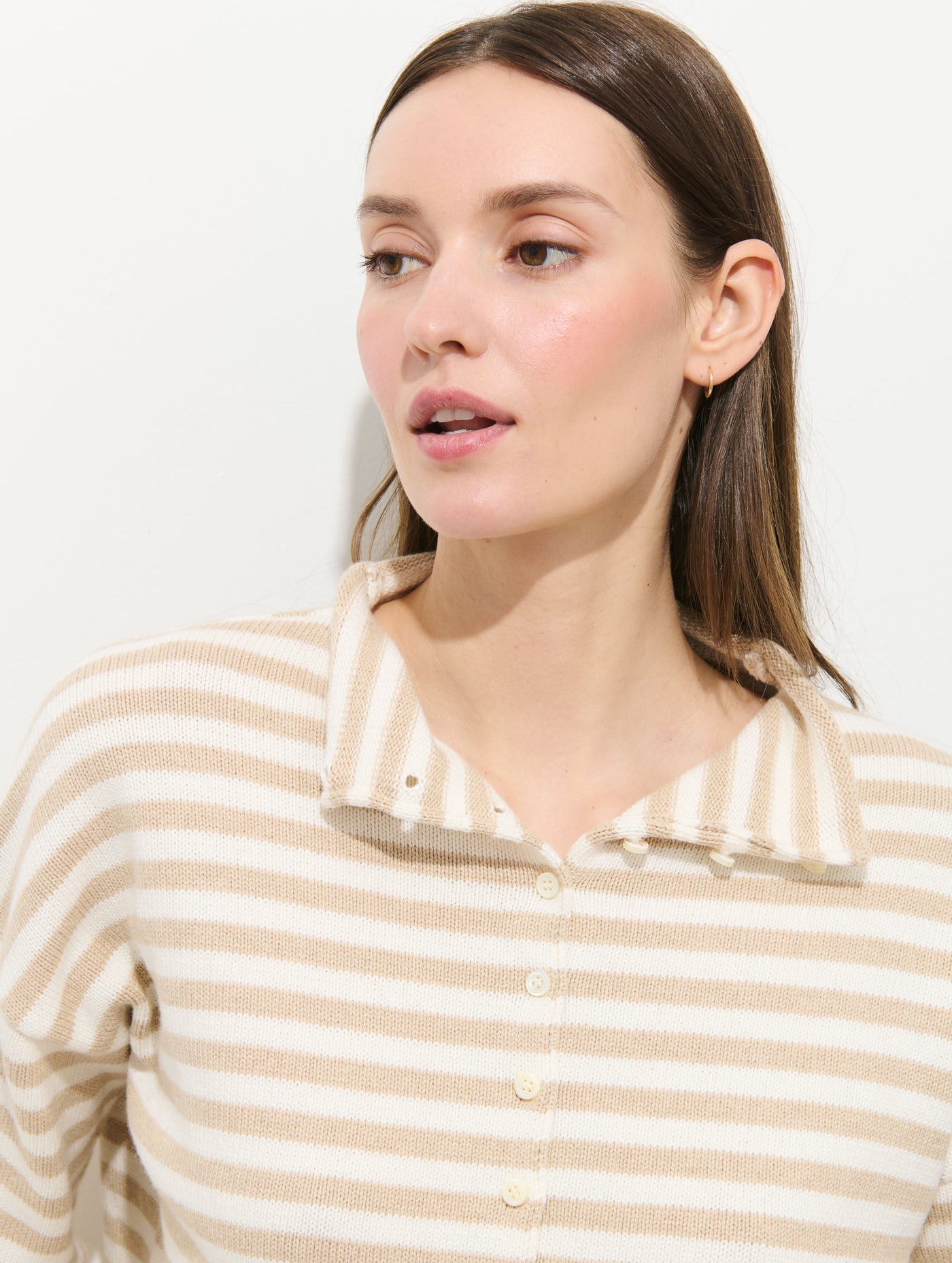 Taylor Striped Cardigan In Cotton Cashmere