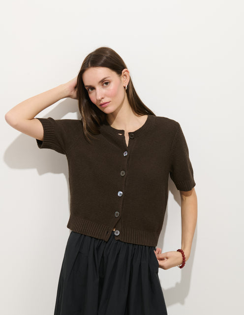 Elle Cardigan In Linen Cotton