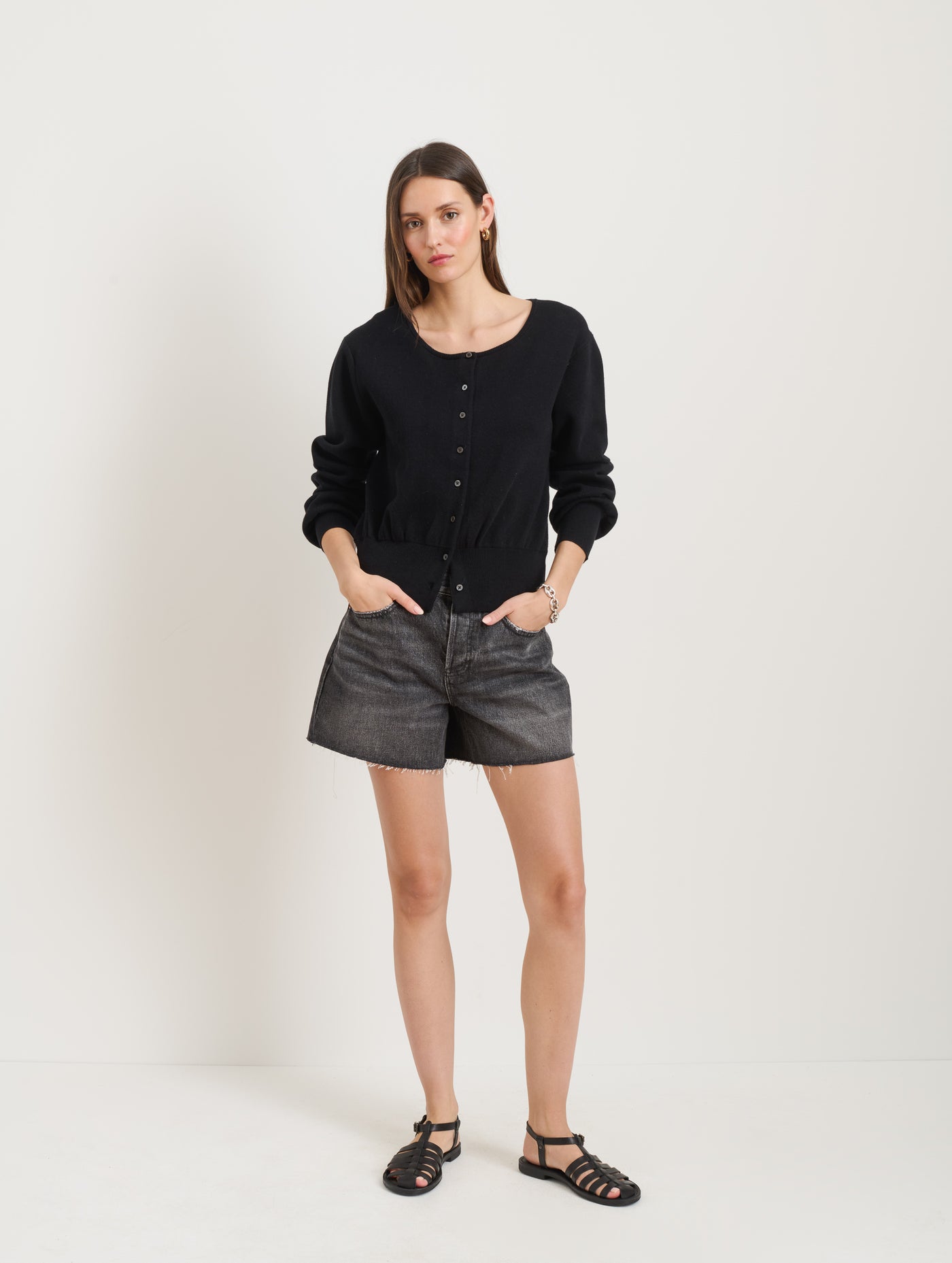 Stella Short in Black Denim