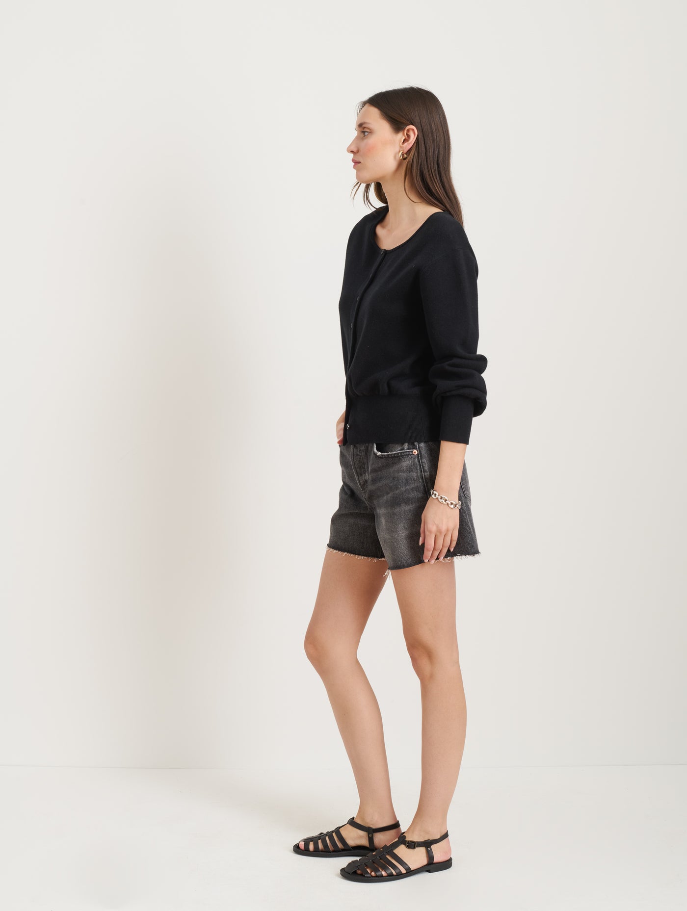 Stella Short in Black Denim