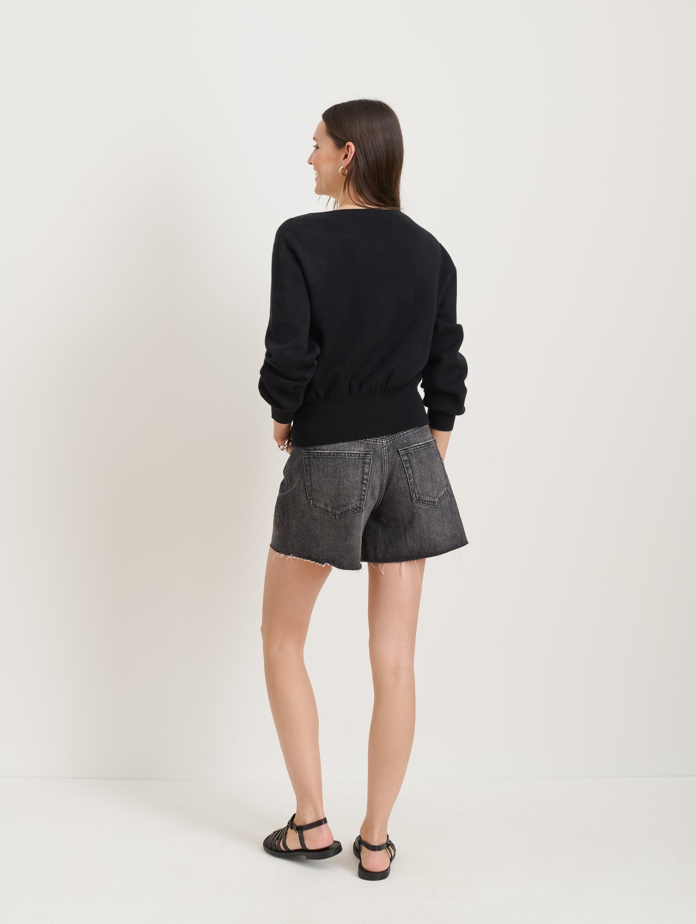 Stella Short in Black Denim