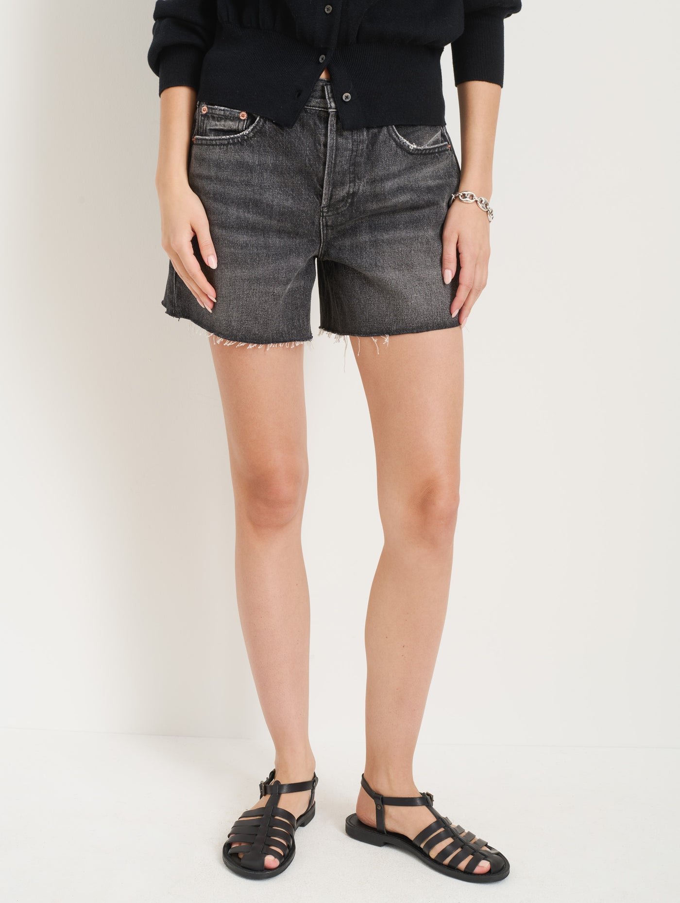 Stella Short in Black Denim