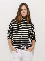 Taylor Striped Cardigan in Cotton Cashmere